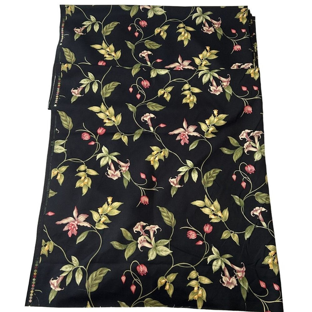 Waverly‎ Haven in Onyx Fabric Floral Home Decor Drapery Pillow Sewing 8 Yards